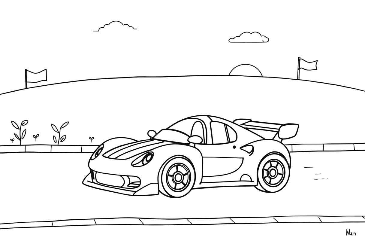 Dibujo de un auto de carrera para colorear