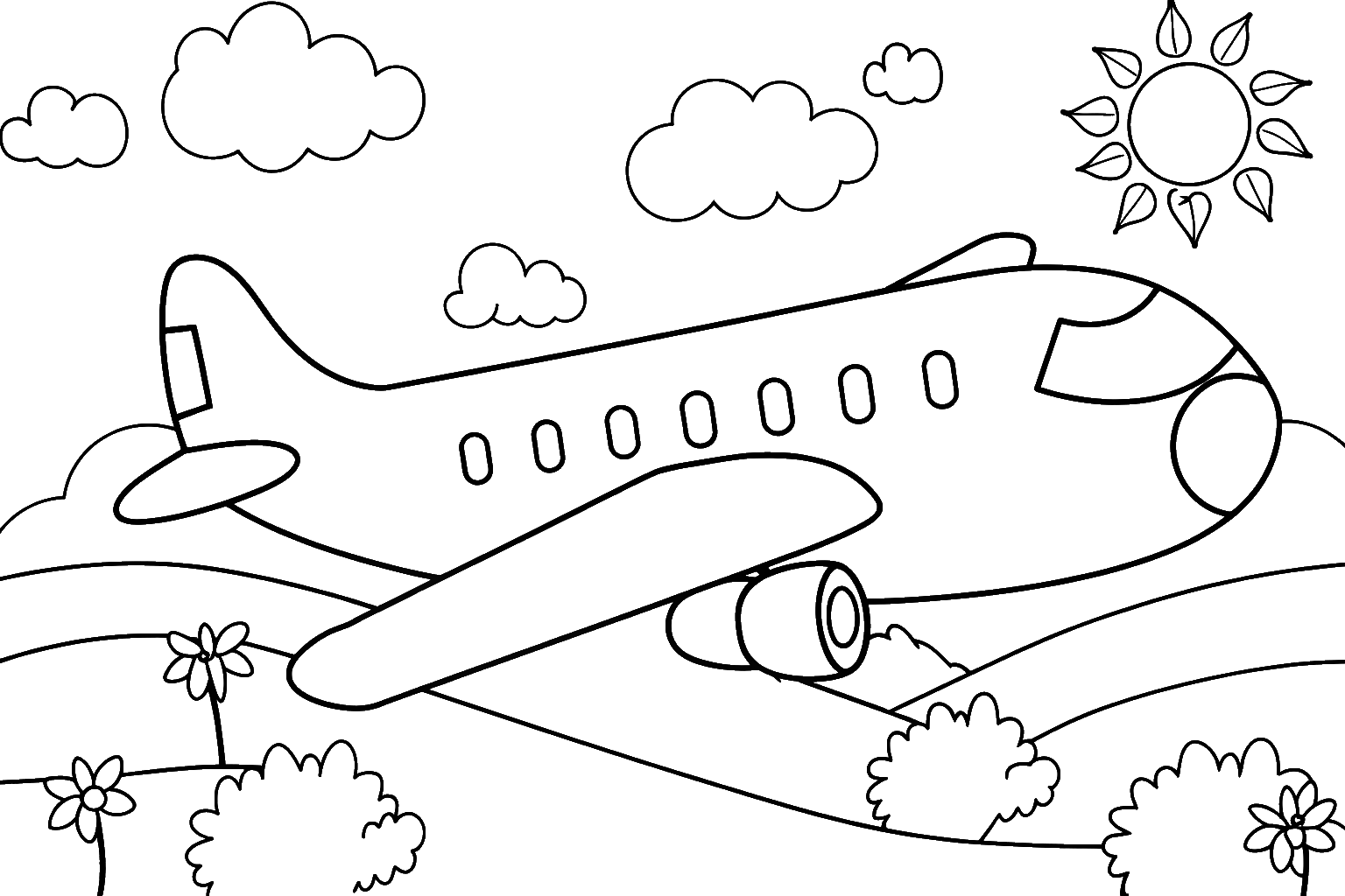Dibujo de un avión para colorear