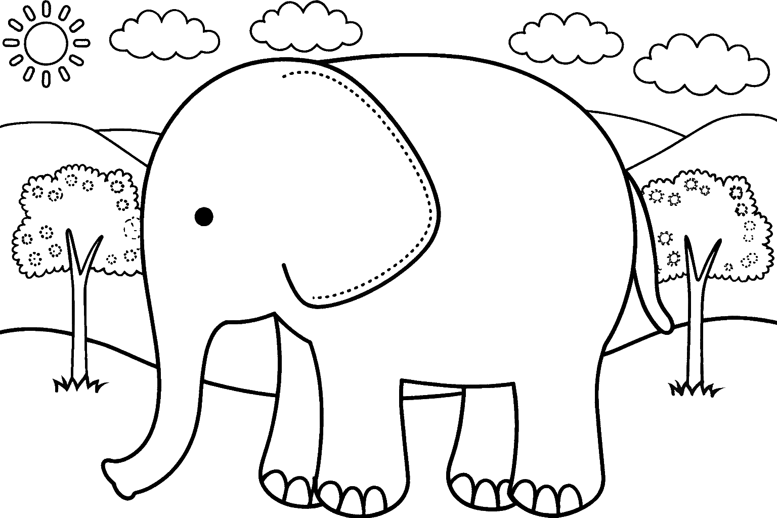 Dibujo de un elefante para colorear