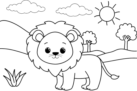 Un leoncito para colorear