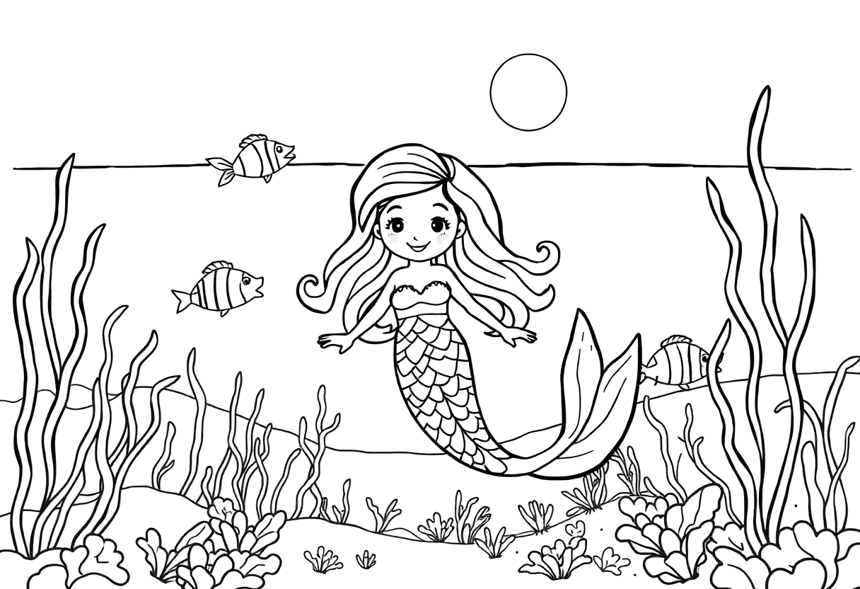 Dibujo de una sirena para colorear
